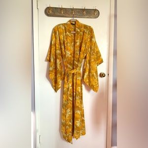 Handcrafted artisan mustard yellow womens kimono size small